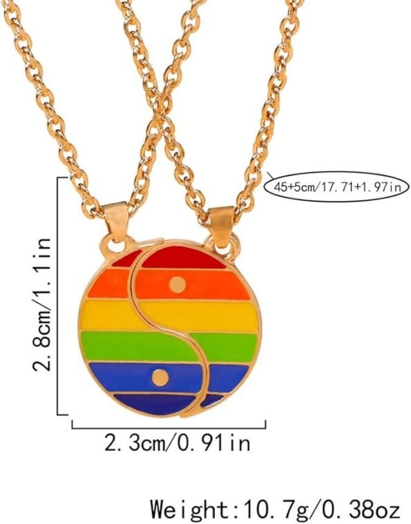 1 Pair Matching Rainbow Yin Yang Pendant Couple Necklace - Image 2