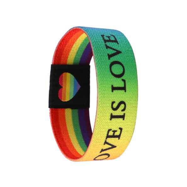 “Love is Love” Rainbow Elastic Wristband - Image 2