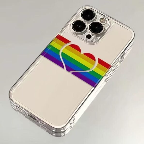 Clear Rainbow Heart Phone Case – Pride Design for iPhone