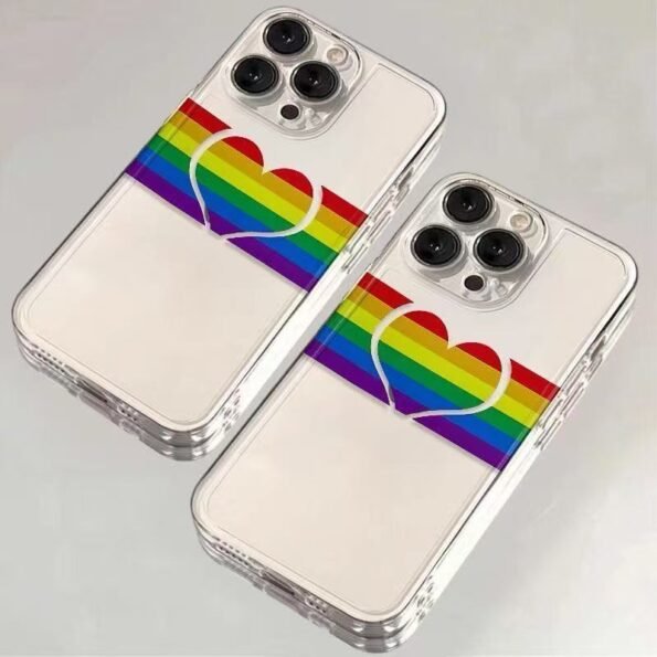 Clear Rainbow Heart Phone Case – Pride Design for iPhone - Image 2